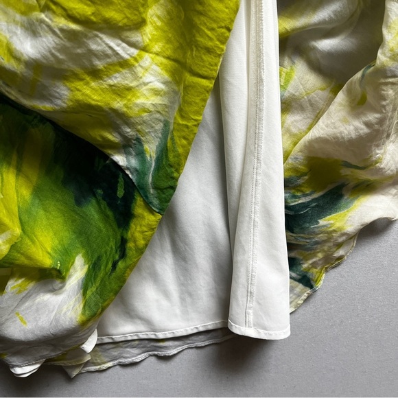 Steilmann silk cotton Elegant Green and White Women's Midi Dress Sz 12 - Picture 7 of 15